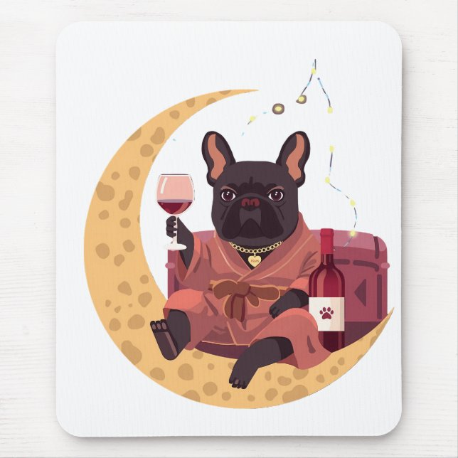 Mousepad Noite de Vinho da Mamãe do Bulldog Francês (Frente)