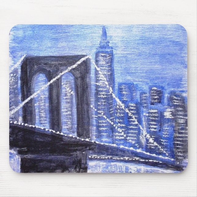 Mousepad Noite do inverno da ponte de Brooklyn (Frente)