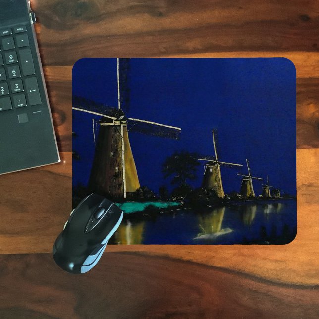 Mousepad Noite em Kinderdijk (Criador carregado)