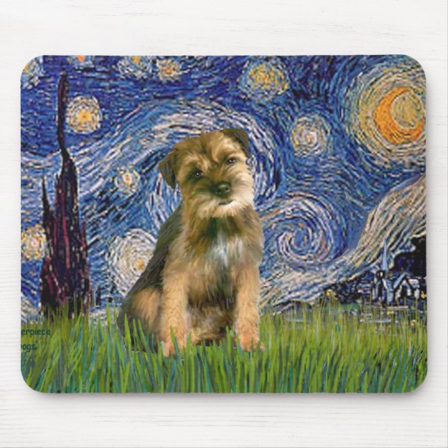 Mousepad Noite Estrelada - Border Terrier #1 (Frente)