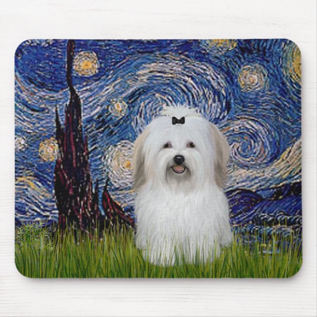 Mousepad Noite Estrelada - Coton de Tulear 2 (Frente)