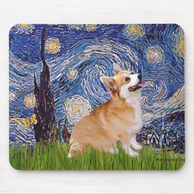 Mousepad Noite Estrelada - Pembroke Welsh Corgi 7b (Frente)