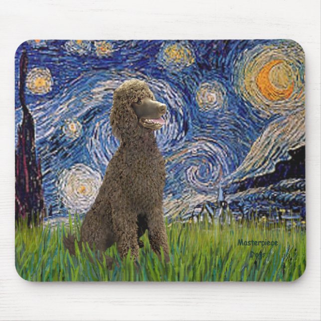 Mousepad Noite Estrelada - Poodle St. de Chocolate (Frente)