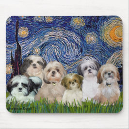 Mousepad Noite Estrelada - Seis Shih Tzus