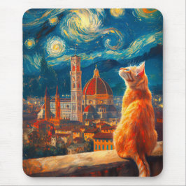 Mousepad Noite Estrelada Sobre Florença | Arte de Gato Geng