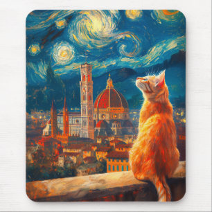 Mousepad Noite Estrelada Sobre Florença Arte de Gato Geng