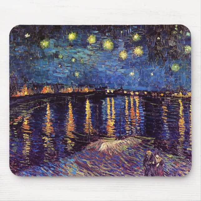 Mousepad Noite estrelada sobre o Rhone por Van Gogh (Frente)