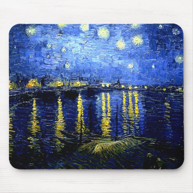 Mousepad Noite Estrelada sobre o Ródano, obra de arte de va (Frente)
