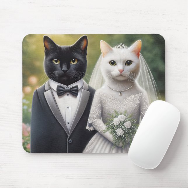 Mousepad Noiva e Noivo Gato (Com mouse)