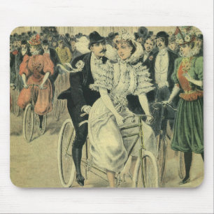 Mousepad Noiva Vitoriana do Casamento e Bicicleta do Groom