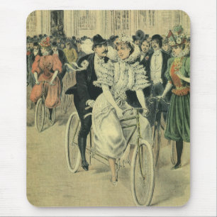 Mousepad Noiva Vitoriana do Casamento e Bicicleta do Groom