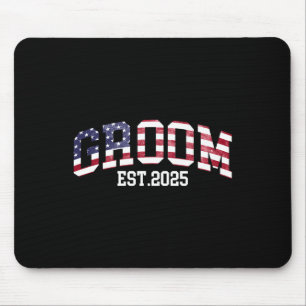 Mousepad Noivo Noiva Est. 2025 Bandeira EUA Casal Recém-Cas