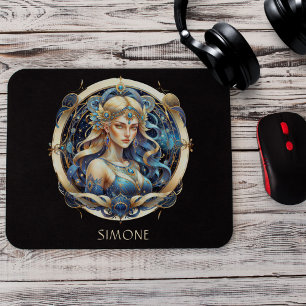 Mousepad Nome Azul Celestial Zodiac - Sinal Sun Virgo