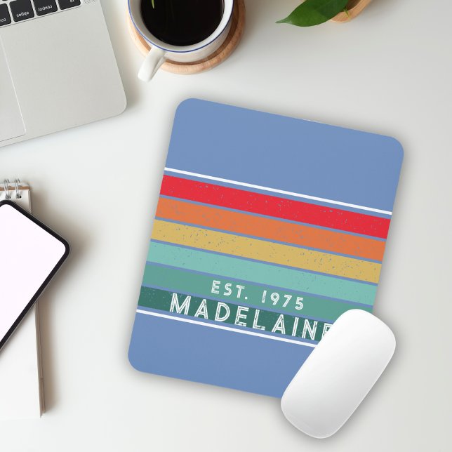 Mousepad Nome Azul Colorido Retro (Criador carregado)