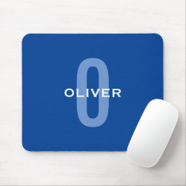 Mousepad Nome Branco Azul do Monograma Personalizado