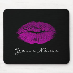 Mousepad Nome branco preto Fusca Cor-de-rosa Beijo de Lábio