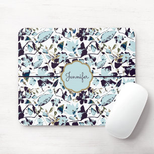 Mousepad Nome Clematis de Aquarela Azul Claro