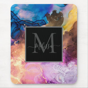 Mousepad Nome Colorido do Monograma Marbled