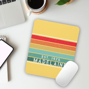 Mousepad Nome Colorido Retro Amarelo
