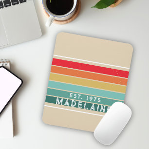 Mousepad Nome Colorido Retro Bege