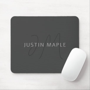 Mousepad Nome com Aparência Legal & Monograma Cinza Escur