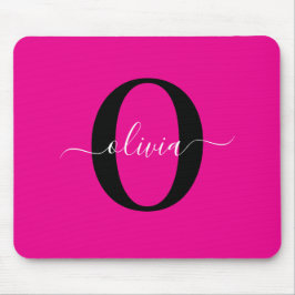 Mousepad Nome com Letra Maiúscula Personalizada em Rosa e P