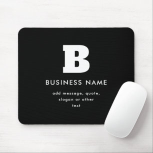Mousepad Nome comercial e slogan editáveis Preto e Branco