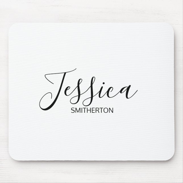Mousepad Nome Completo Preto e Branco Moderno Elegante (Frente)