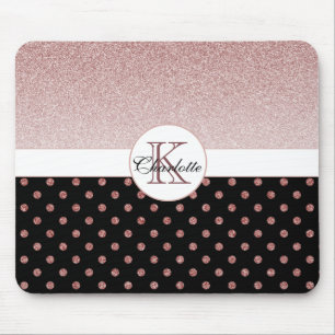 Mousepad Nome da Bolinhas de brilho Dourada do Rosa persona