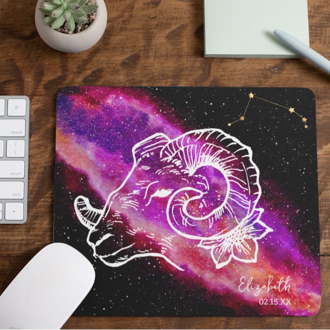 Mousepad Nome da Constelação de Áries da Galáxia Signo do Z (Criador carregado)