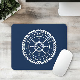 Mousepad Nome da embarcação e roda do navio náutico do port