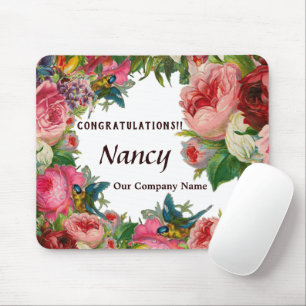 Mousepad Nome da empresa Business Floral Watercolor Persona