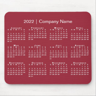 Mousepad Nome da Empresa do Calendário Simples 2022 no Ver