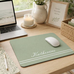 Mousepad Nome da Escritura Minimalista Verde Eucalipto