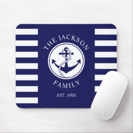 Mousepad Nome da família Ancoragem Náutica Padrão de Stripe