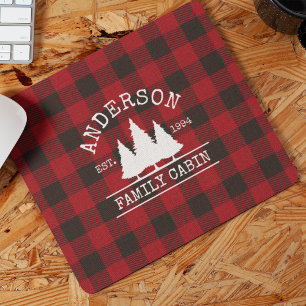 Mousepad Nome da Família Cabina Xadrez Red Buffalo