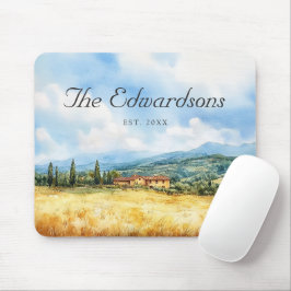 Mousepad Nome da Família Mediterrâneo Toscano Aquarela