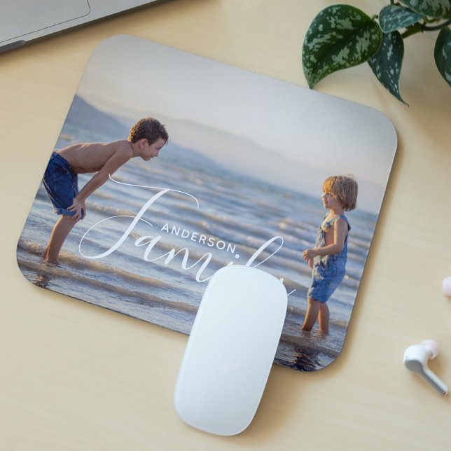 Mousepad Nome da Família Personalizada de Modelo de Foto Mo (Criador carregado)