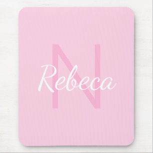 Mousepad Nome da garota mestiça Rosa e Branco