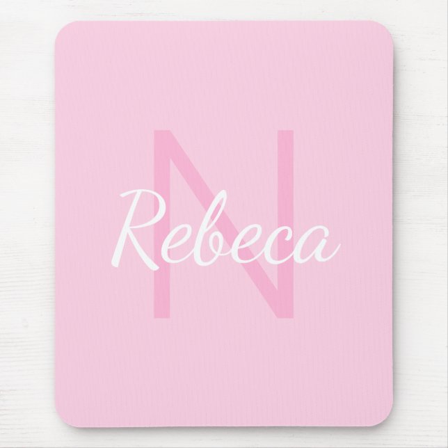 Mousepad Nome da garota mestiça | Rosa e Branco (Frente)