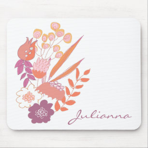 Mousepad Nome da Ilustração do Buquê Floral Modern Boho