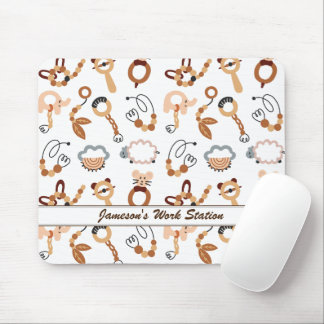 Mousepad Nome da Ilustração do Padrão de Toy Branca