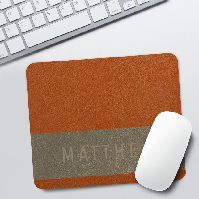 Mousepad Nome da textura de couro cinza laranja falso moder (Modern Faux Orange Gray Leather Texture Name Mouse Pad)