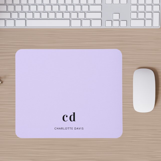 Mousepad Nome das iniciais do monograma de lavanda violeta (Criador carregado)