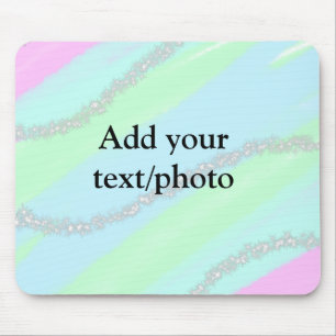 Mousepad Nome de adição do pastel cintilante verde-rosa azu