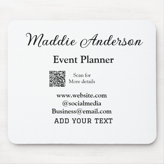 Mousepad Nome de adição do planejador de eventos QR detalhe (Frente)