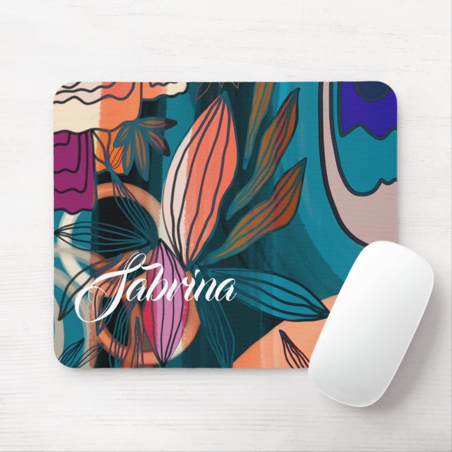Mousepad Nome de Assinatura de Script Personalizado Tropica (Com mouse)