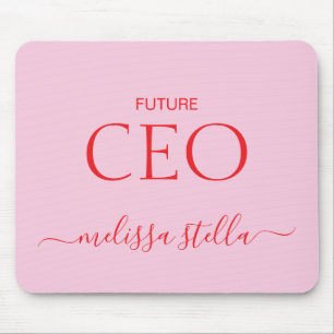 Mousepad Nome de CEO Futuro Rosa Moderno Melhor Presente
