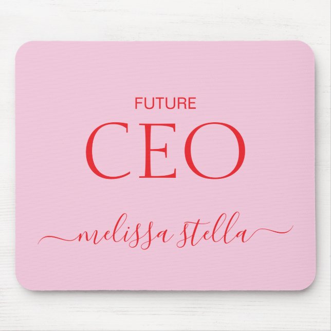 Mousepad Nome de CEO Futuro Rosa Moderno | Melhor Presente  (Frente)