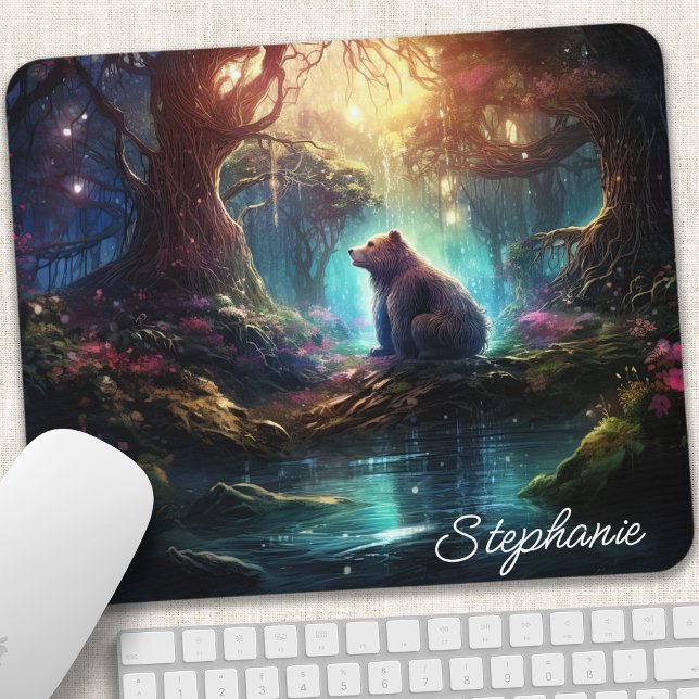 Mousepad Nome de fantasia do urso da floresta mística (Criador carregado)